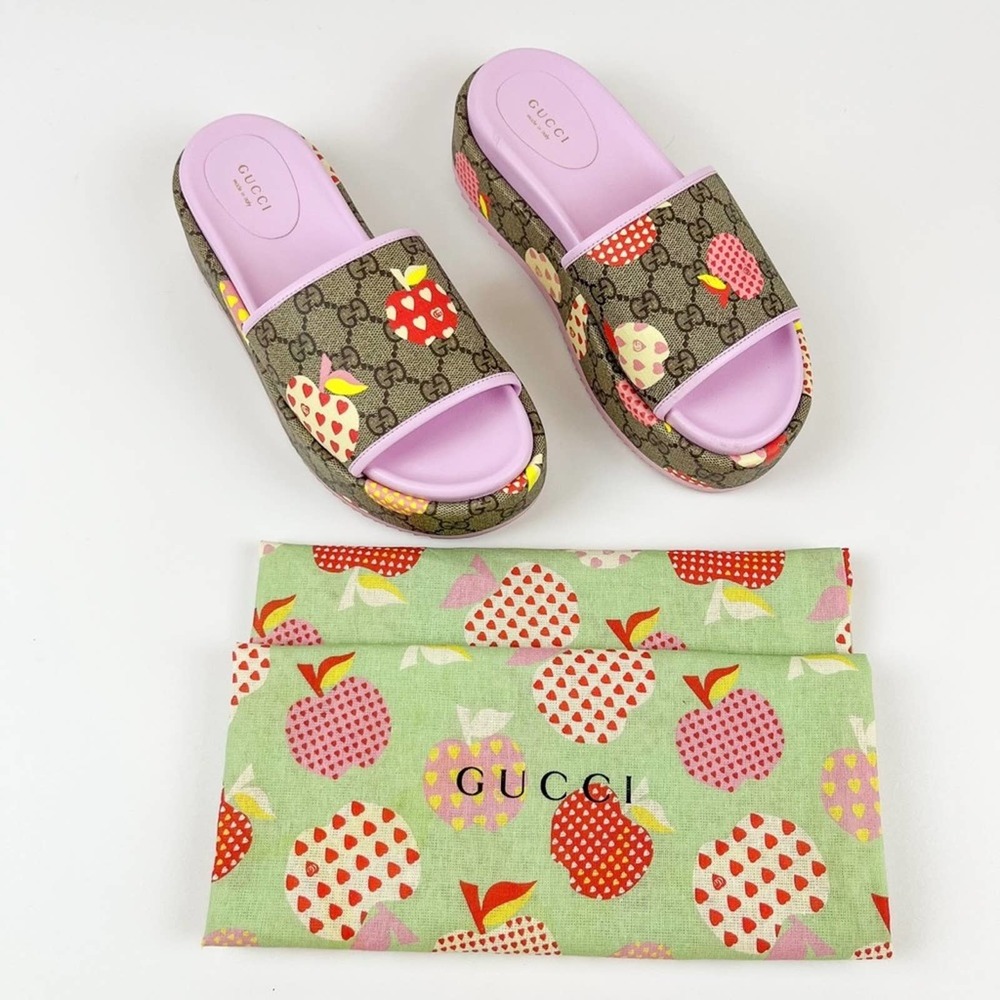 Gucci Pink and Brown Strawberry Sandals